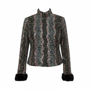 Chetta B Black and Pink Patterned Blazer